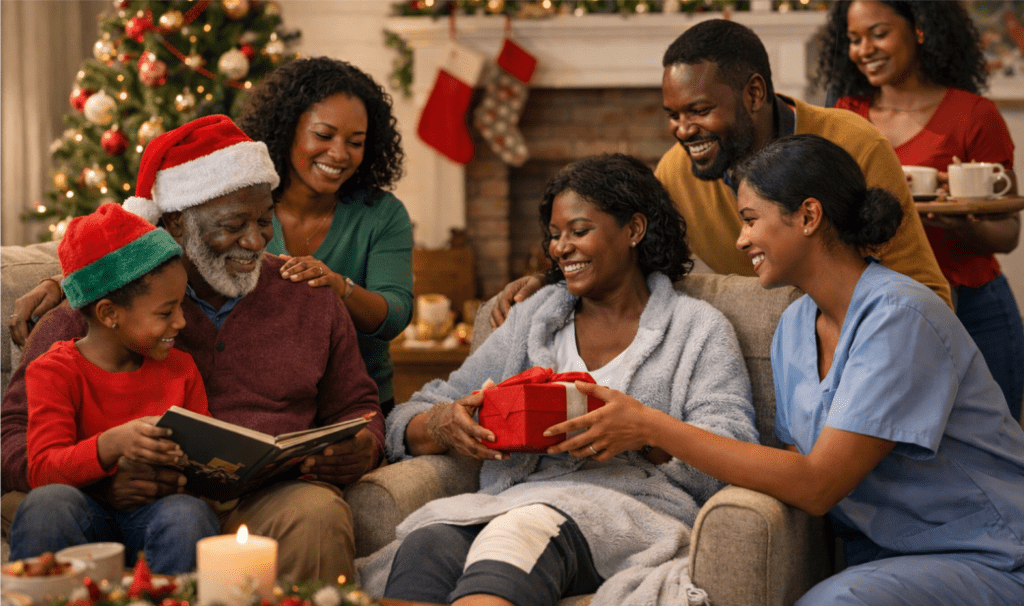 Including elderly loved ones and post-operative family members in a calm Christmas celebration at home in South Africa